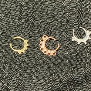 Set of 3 ear cuffs/faux nose rings